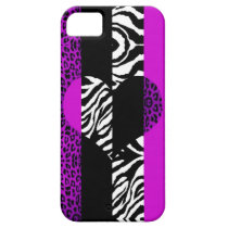 Purple and Zebra Animal Print Heart casemate cases