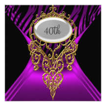 Purple and Zebra birthday Party  Invitation