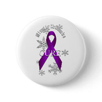 Purple Awareness Ribbon Christmas Cure Button