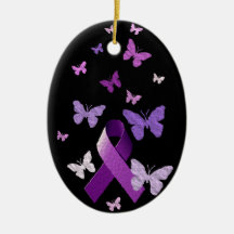 Purple Awareness Ribbon Christmas Tree Ornaments