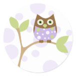 Purple Baby Owl Round Sticker