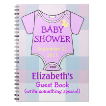 Purple Baby Shower Guests Spiral Note Book