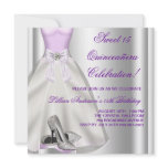 Purple Ball Gown High Heel Shoes Quinceanera Announcement