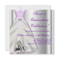 Purple Ball Gown High Heel Shoes Quinceanera Announcement