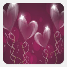 Purple Ballons Hearts Format, Birthday Stickers