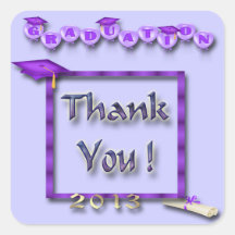 Purple Balloons Graduation Thank You envelope seal Sticker