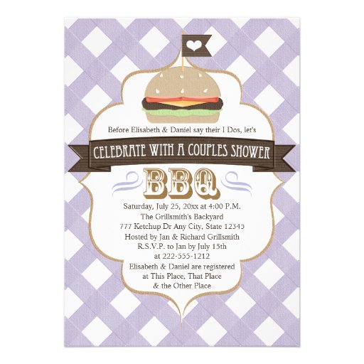 Purple BBQ Couples Wedding Shower Invitations