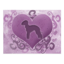 Purple Bedlington Terrier Valentine Postcard