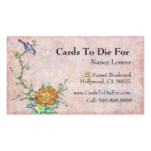 Purple Bird on a Branch Business Card Template