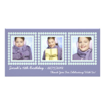 Purple Birthday Girl Thank You Photo Cards
