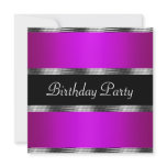 Purple  Birthday Party Silver Custom Invites