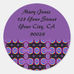 Purple black Address Labels Round Stickers