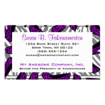 Purple & Black Animal Print High Heel Shoe business cards