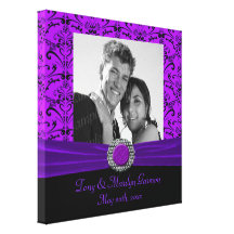 Purple & Black Baroque Jewel Add A Photo Frame Up Gallery Wrapped Canvas
