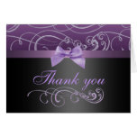 Purple/Black Bow & Swirl Thank You Card