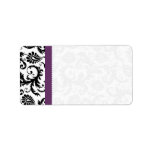 Purple & Black Damask Dots Shipping Personalized Address Labels