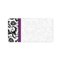 Purple & Black Damask Dots Shipping Personalized Address Labels