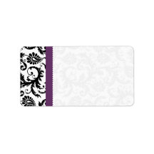 Purple & Black Damask Dots Shipping Personalized Address Labels