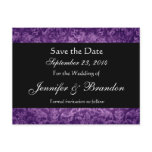 PUrple & Black Damask Save The Date Postcard