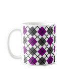 Purple, Black, Grey on White Argyle Print Mug