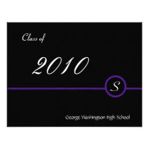 Purple & Black Monogram Photo Invitation