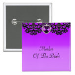 Purple & Black Ornate Heart Pendant Wedding Pin