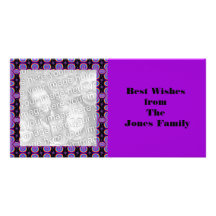 purple black pattern personalized photo card