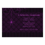 Purple & Black Spider Damask Halloween Invitations