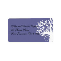 Purple Black Wedding Address Label Tree
