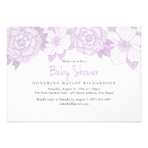 Purple Blooming Baby Shower Invitation