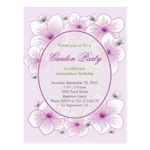 Purple Blossom Flowers Romantic Birthday Party Postcards