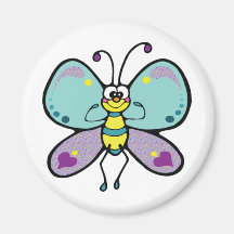 Purple, Blue and Funny Butterfly Refrigerator Magnet