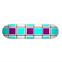 Purple Blue and White Checks Skate Deck