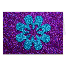 Purple & Blue Glitter Retro Flower Card