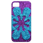 Purple & Blue Glitter Retro Flower iPhone 5 Cases