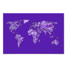 Purple blue map photographic print