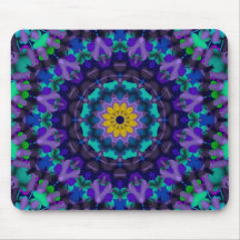 Purple Blues Sunflower Geometric Art Mousepad