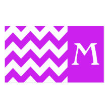 Purple Bold Chevron Monogram Business Card