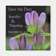 purple bottle gentian save the date fridge magnet