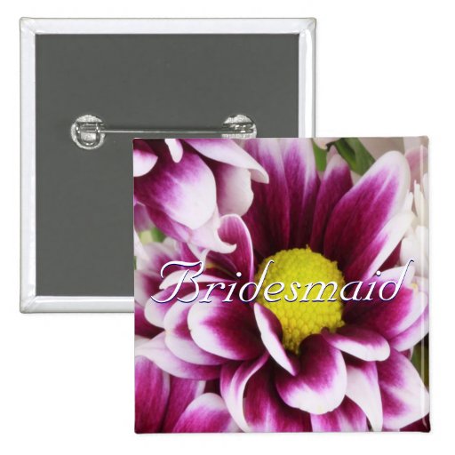 Purple Bouquet Bridesmaid Pinback Button