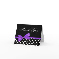 Purple Bow Black Polka Dots Thank You