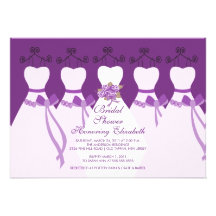 Purple Bride Bridesmaids Bridal Shower Invitation