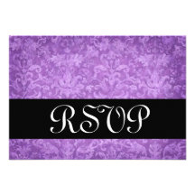 Purple Brocade RSVP Wedding Response Card V