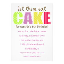 Purple/Brown Let Them Eat Cake Birthday Invitation