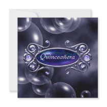 Purple Bubbles Quinceanera 15th Birthday Personalized Invitation