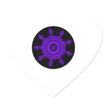 Purple Burst. Fractal Art. Purple and Black. Heart Stickers