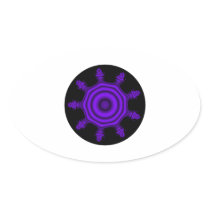 Purple Burst. Fractal Art. Purple and Black. Oval Sticker