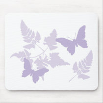Purple Butterflies Lavender Ferns Mouse Pad