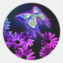 Purple Butterfly Daisy Stickers