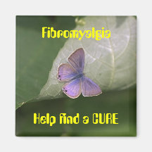 purple butterfly, Fibromyalgia Help find a CURE Refrigerator Magnet